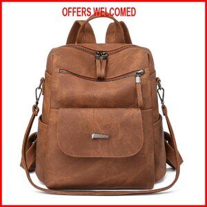 PU Leather Backpack Purse Women's Multipurpose Travel Handbag Shoulder Bag